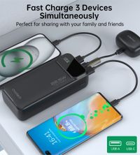 Портативний зарядний пристрій, 30000 mAh, PD 22,5 Вт, чорний