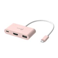 J5create
Мультиадаптер USB-C 3-в-1 (хаб/HDMI/PD), рожевий