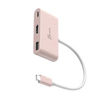 Мультиадаптер USB-C 3-в-1 (хаб/HDMI/PD), рожевий