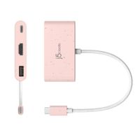 Мультиадаптер USB-C 3-в-1 (хаб/HDMI/PD), рожевий