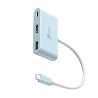 Мультиадаптер USB-C 3-в-1 (хаб/HDMI/PD), блакитний