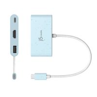 Мультиадаптер USB-C 3-в-1 (хаб/HDMI/PD), блакитний