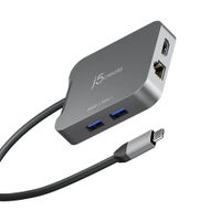 Мультиадаптер USB-C 5-в-1 (хаб/HDMI/PD/LAN), сірий