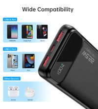 Портативний зарядний пристрій, 10000 mAh, PD 22,5 Вт, чорний
