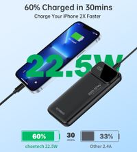 Портативний зарядний пристрій, 10000 mAh, PD 22,5 Вт, чорний