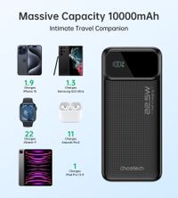 Портативний зарядний пристрій, 10000 mAh, PD 22,5 Вт, чорний