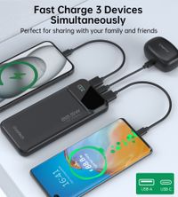 Портативний зарядний пристрій, 10000 mAh, PD 22,5 Вт, чорний