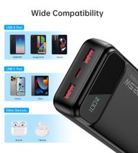 Портативний зарядний пристрій, 20000 mAh, PD 22,5 Вт, чорний