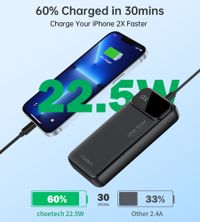 Портативний зарядний пристрій, 20000 mAh, PD 22,5 Вт, чорний