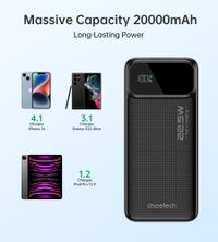 Портативний зарядний пристрій, 20000 mAh, PD 22,5 Вт, чорний