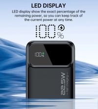 Портативний зарядний пристрій, 20000 mAh, PD 22,5 Вт, чорний