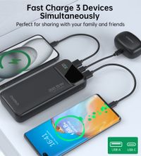 Портативний зарядний пристрій, 20000 mAh, PD 22,5 Вт, чорний