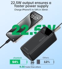 Портативний зарядний пристрій, 40000 mAh, PD 22,5 Вт, чорний