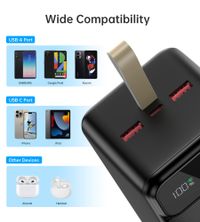 Портативний зарядний пристрій, 50000 mAh, PD 22,5 Вт, чорний