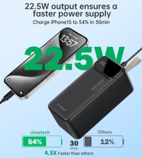 Портативний зарядний пристрій, 50000 mAh, PD 22,5 Вт, чорний