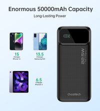 Портативний зарядний пристрій, 50000 mAh, PD 22,5 Вт, чорний