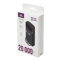 Портативний зарядний пристрій, 20000 mA, QC/PD 22,5 Вт, 3 вбудовані кабелі, чорний