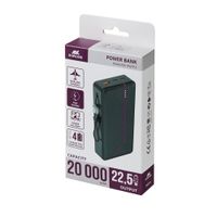 Портативний зарядний пристрій, 20000 mA, QC/PD 22,5 Вт, чорний